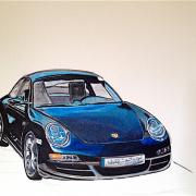 Porsche 911 - Acrylique et promarker sur toile - 41x33 -