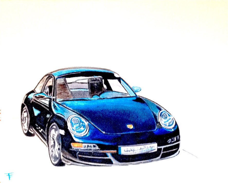 Porsche 911 - Acrylique et promarker sur toile - 41x33 - 100€