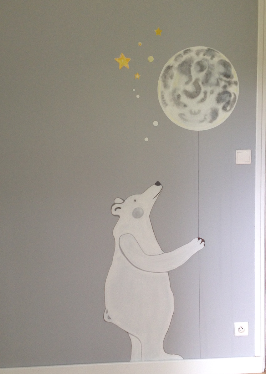 ours polaire - peinture acrylique - chambre d'enfant