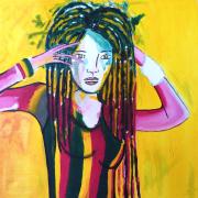 RASTA GIRL - acrylique sur toile - 40x40 - 120€