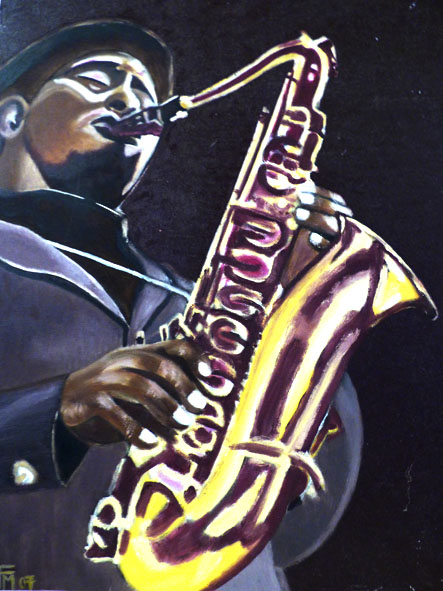 SAX - acrylique sur toile - 38x46 - 150€ - Vendu